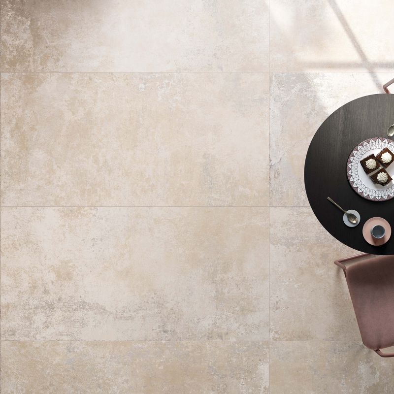 Beige modern industrial concrete-effect porcelain tile 60x120 cm - CS25041
