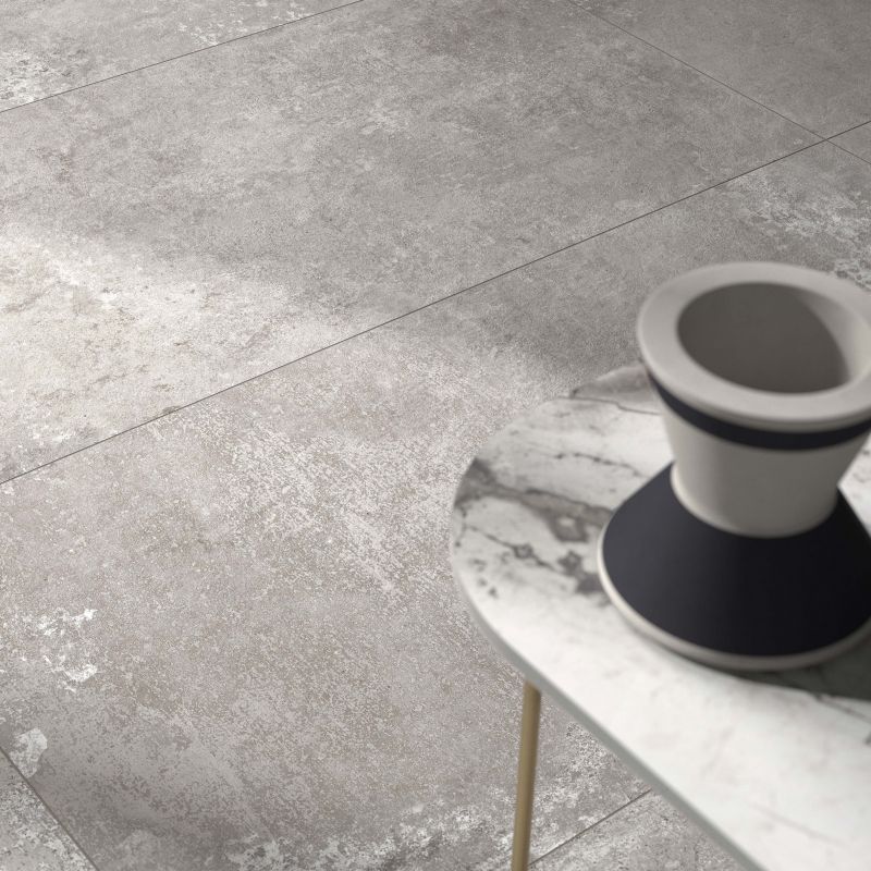 Dark grey modern industrial concrete-effect porcelain tile 60x120 cm - CS25038