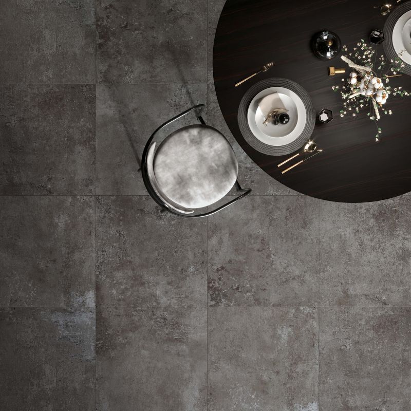 Dark modern industrial concrete-effect porcelain tile 60x120 cm - CS25039