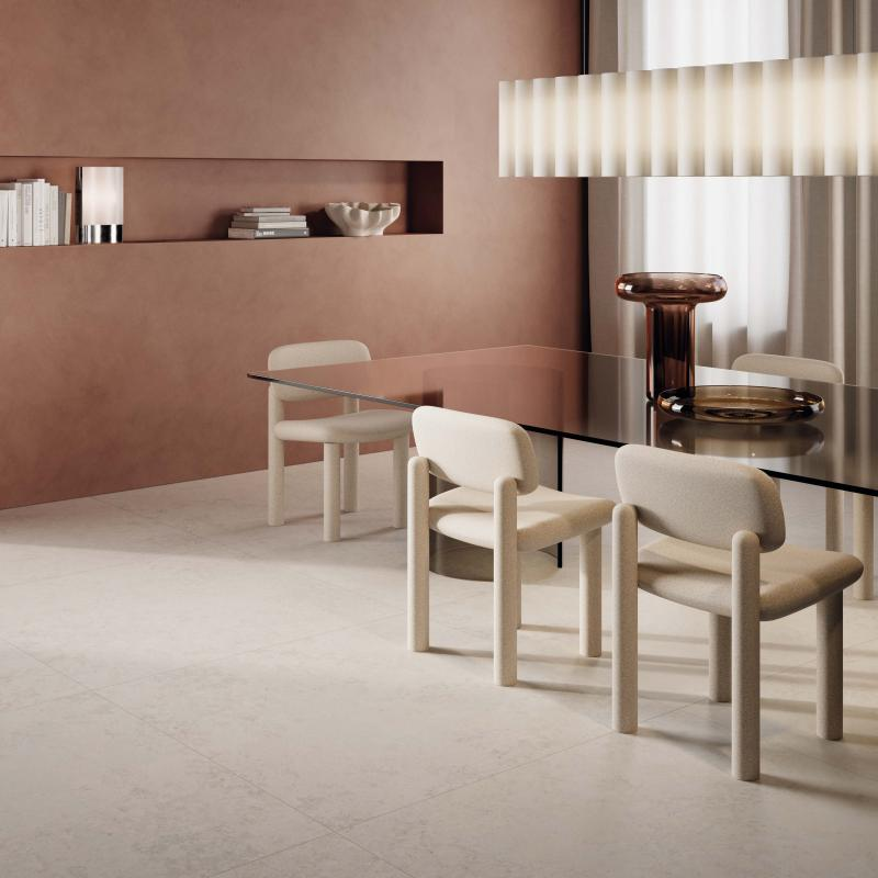 Premium light stone-effect porcelain floor tile 120x120 cm - CS25092