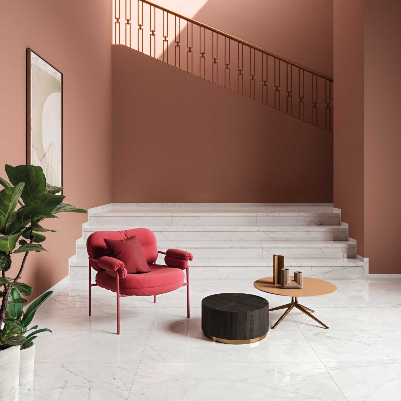 Carrara marble-effect porcelain tile, polished, 120x120 cm - CS25097