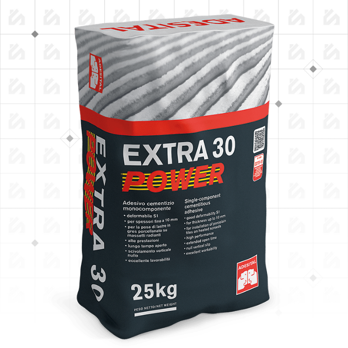 Adesital Extra 30 Power Grey C2TE-S1 - Tile Adhesive (25kg bags)