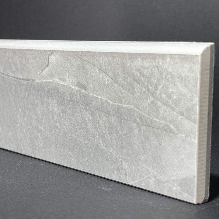 Skirting Board In Silk Gray Marble Porcelain H.7cm X L.74,5cm