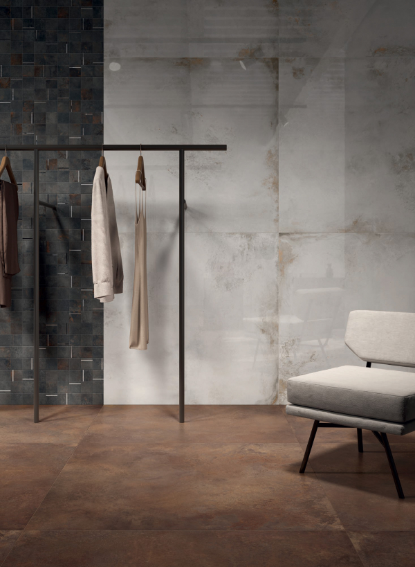 Modern ice white metal-effect porcelain tile 60x120 cm - CS25028