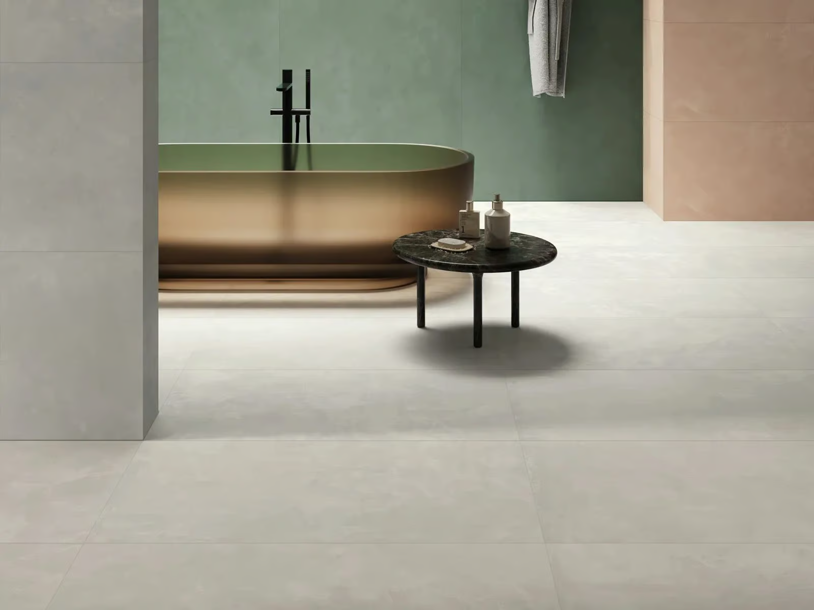 Grey concrete-resin effect porcelain tile 60x120 cm - CS25016