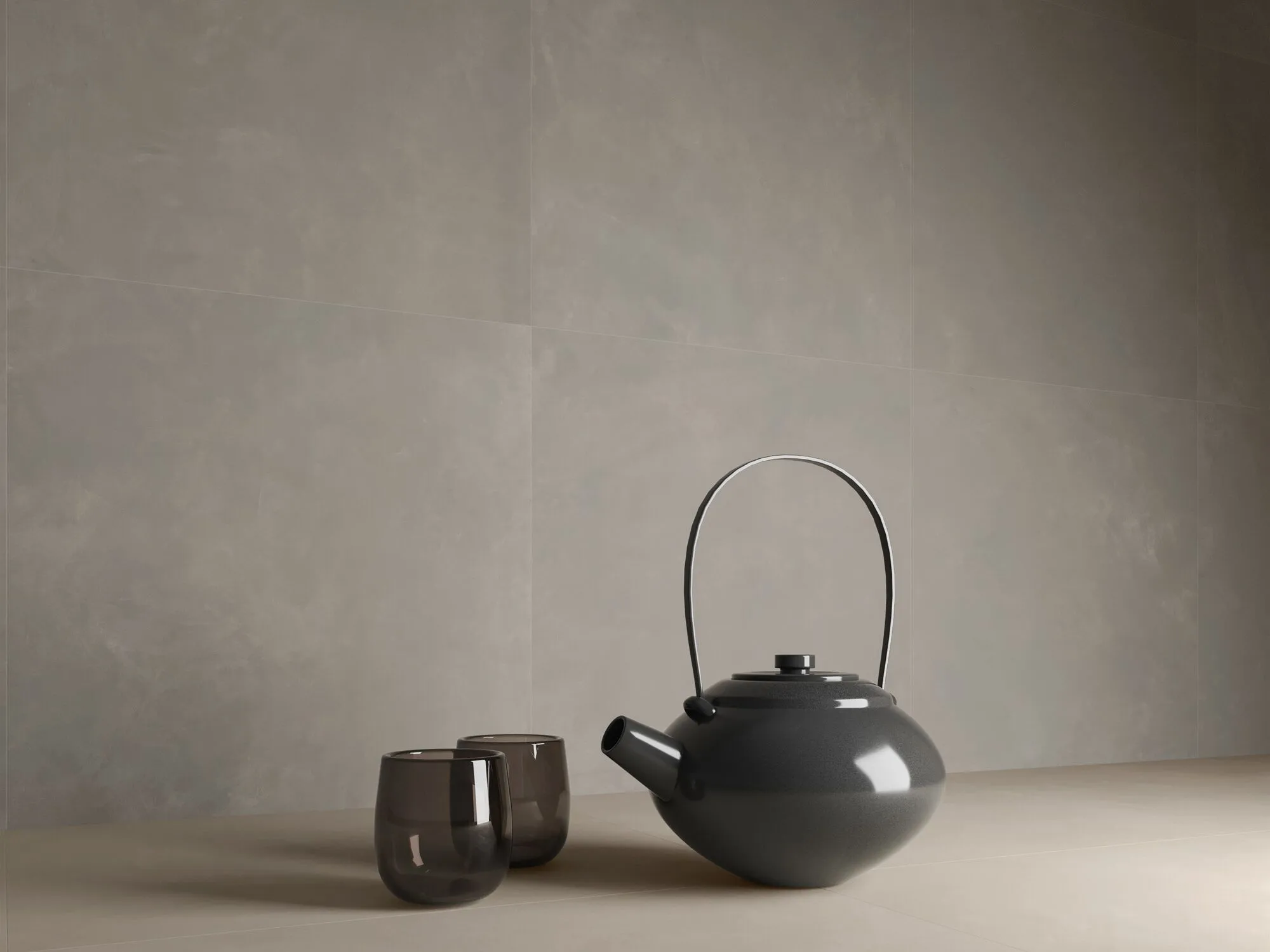 Dark taupe concrete-resin effect porcelain tile 60x120 cm - CS25017