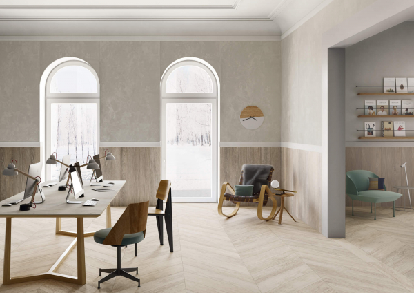 Weathered white wood-effect porcelain tile 20x120 cm - CS25008