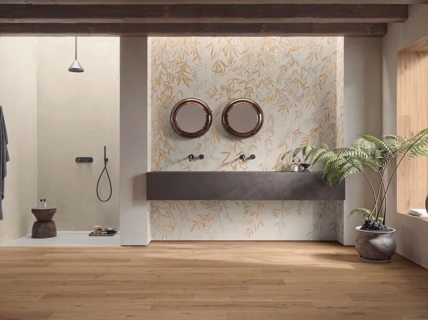 Brown natural wood-effect porcelain floor tile 20x120 cm - CS25012