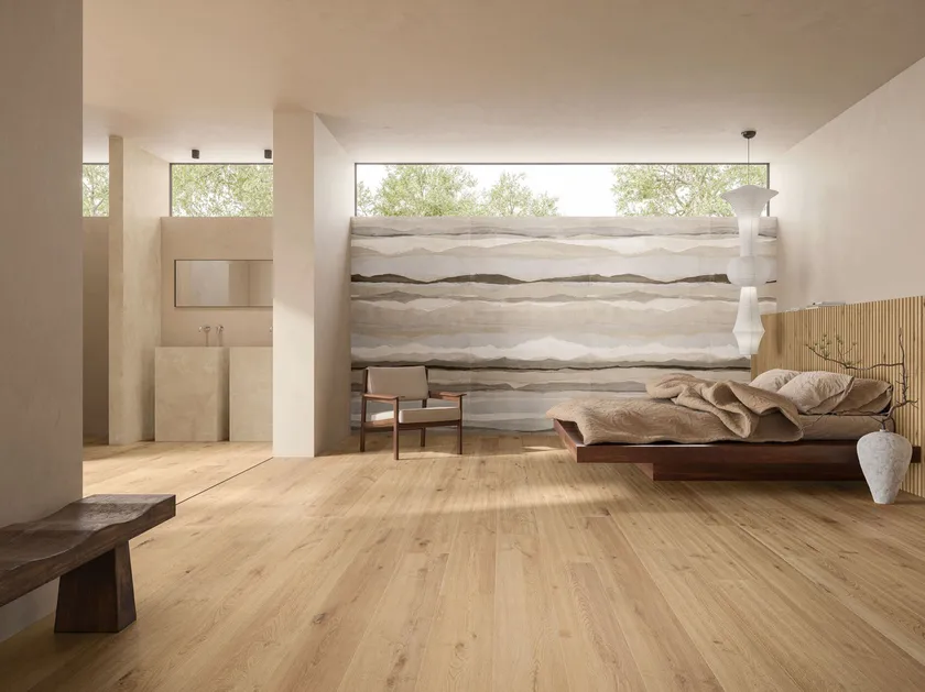 Natural walnut wood-effect porcelain floor tile 20x120 cm - CS25013