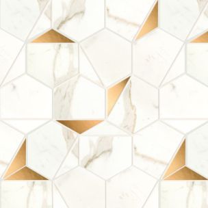 Mosaic Atlas Concorde Marvel Shine Calacatta Prestigio Gold Hex Shiny 25.1X29 - A4WU