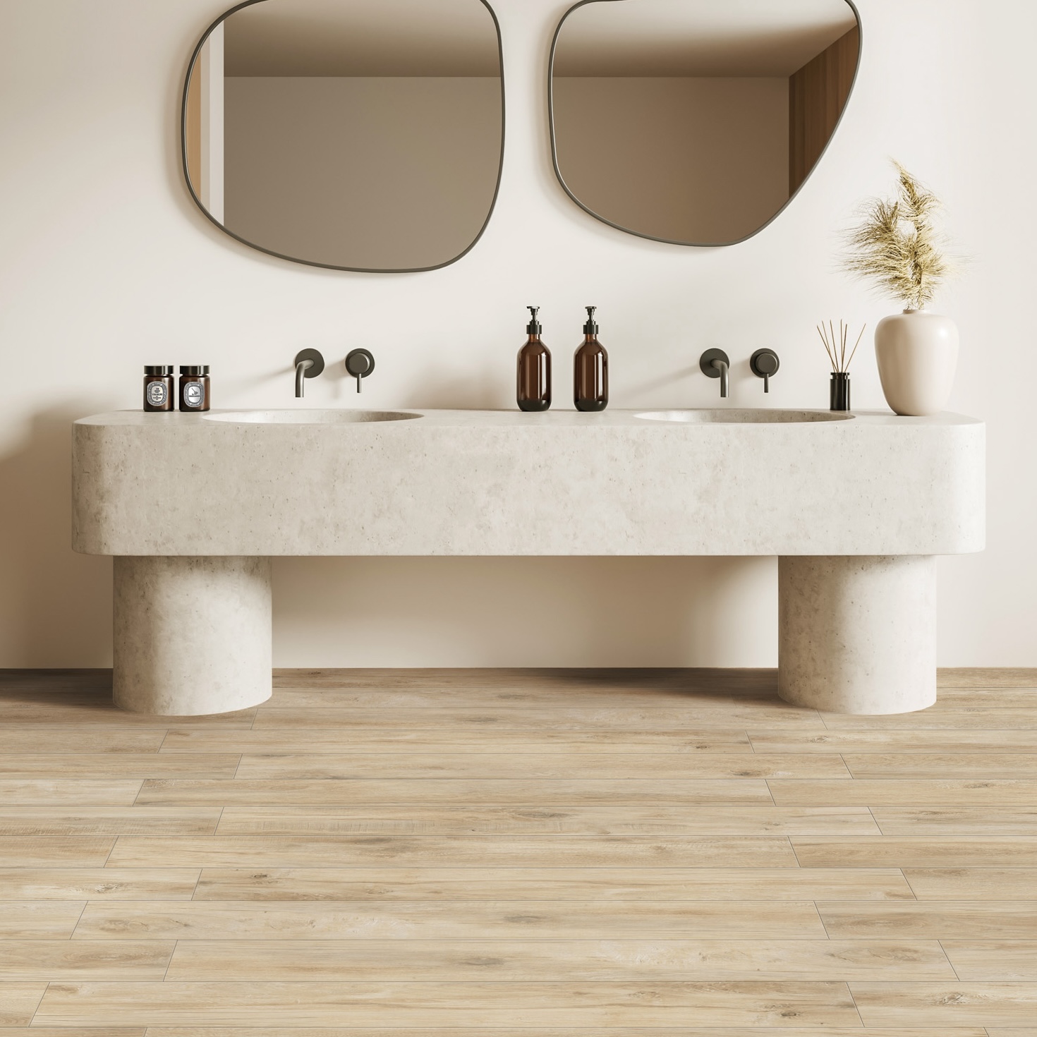 Modern Wood Effect Porcelain Tile Ivory 20X120 - EAME1366