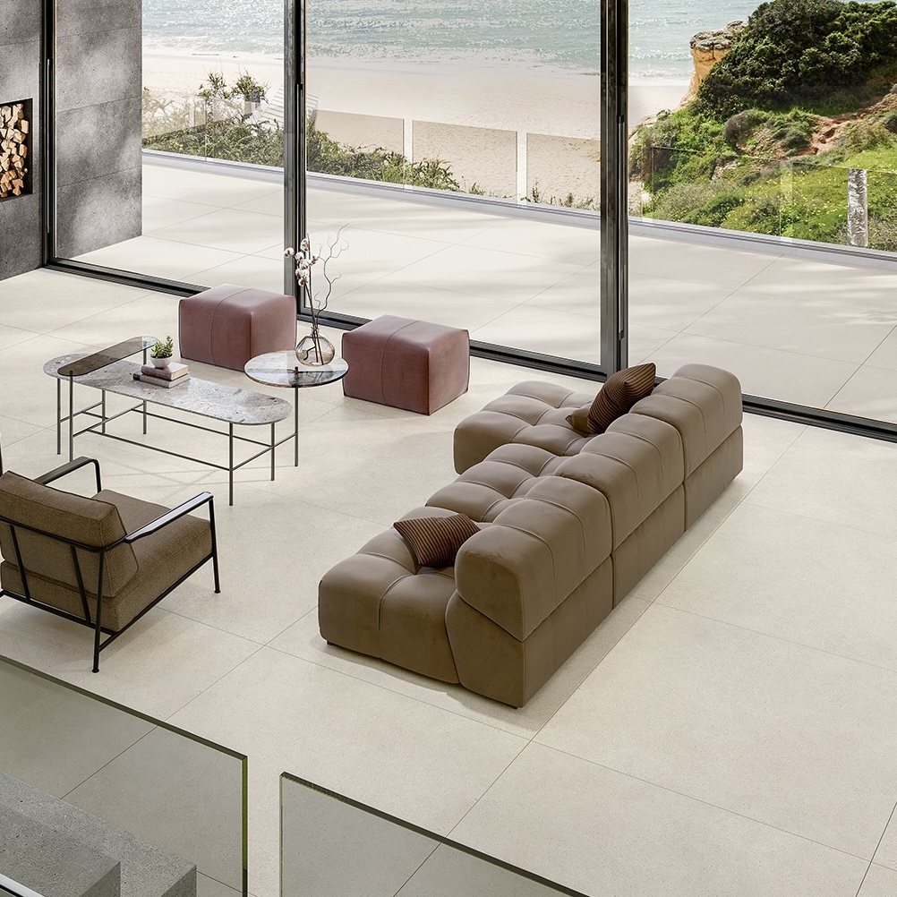 Matt White Cement Effect Porcelain Tile 30X60 - EBFH321
