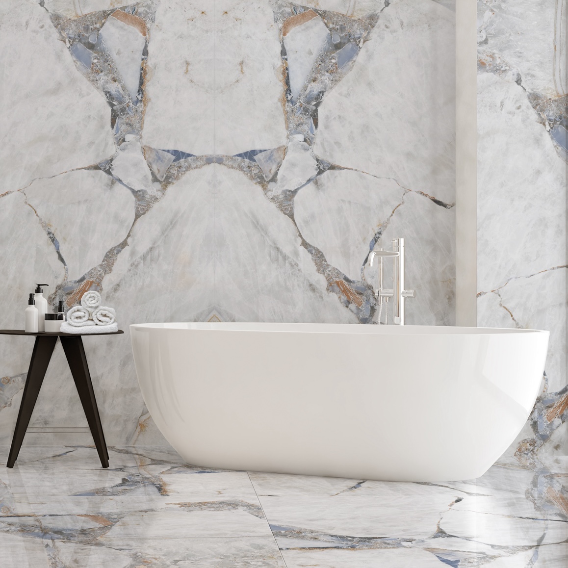 Polished White Precious Marble Effect Porcelain Tile 60X120 - EBRP193