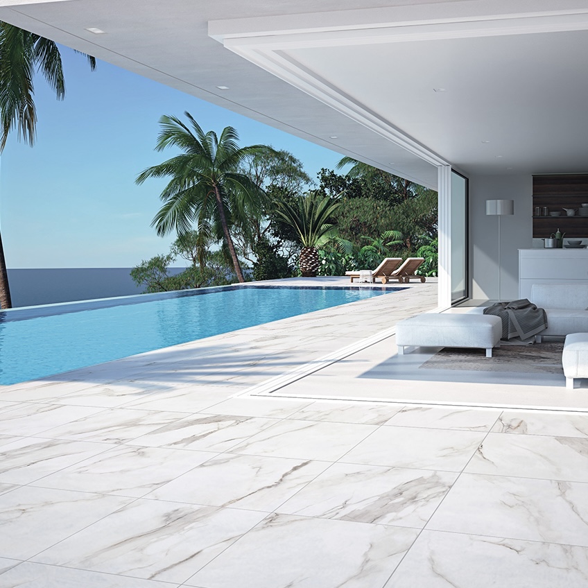 Matt Calacatta Marble Effect Porcelain Tile 120X120 - ECAA781