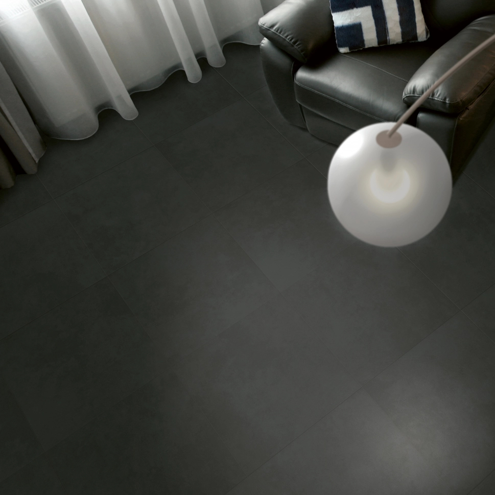 Natural Black Minimal Concrete Effect Porcelain Tile 60x60 - ECAE347