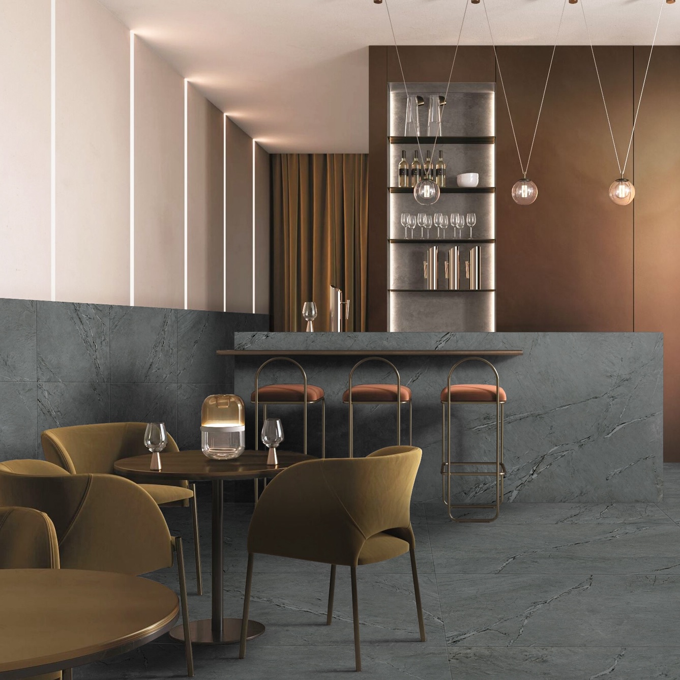Matt Anthracite Sandstone Effect Porcelain Tile 120X120 - ECAE991