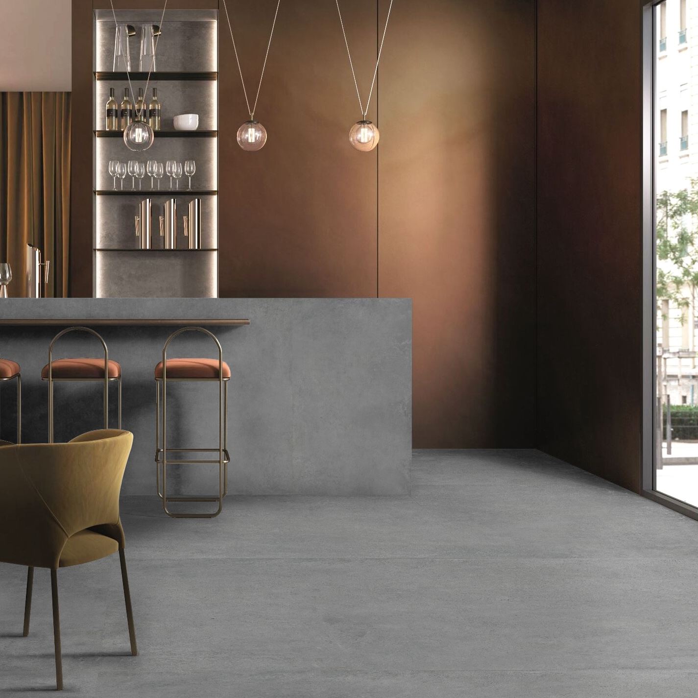 Modern Concrete Effect Porcelain Tile Light Gray 120X120 - ECDP390