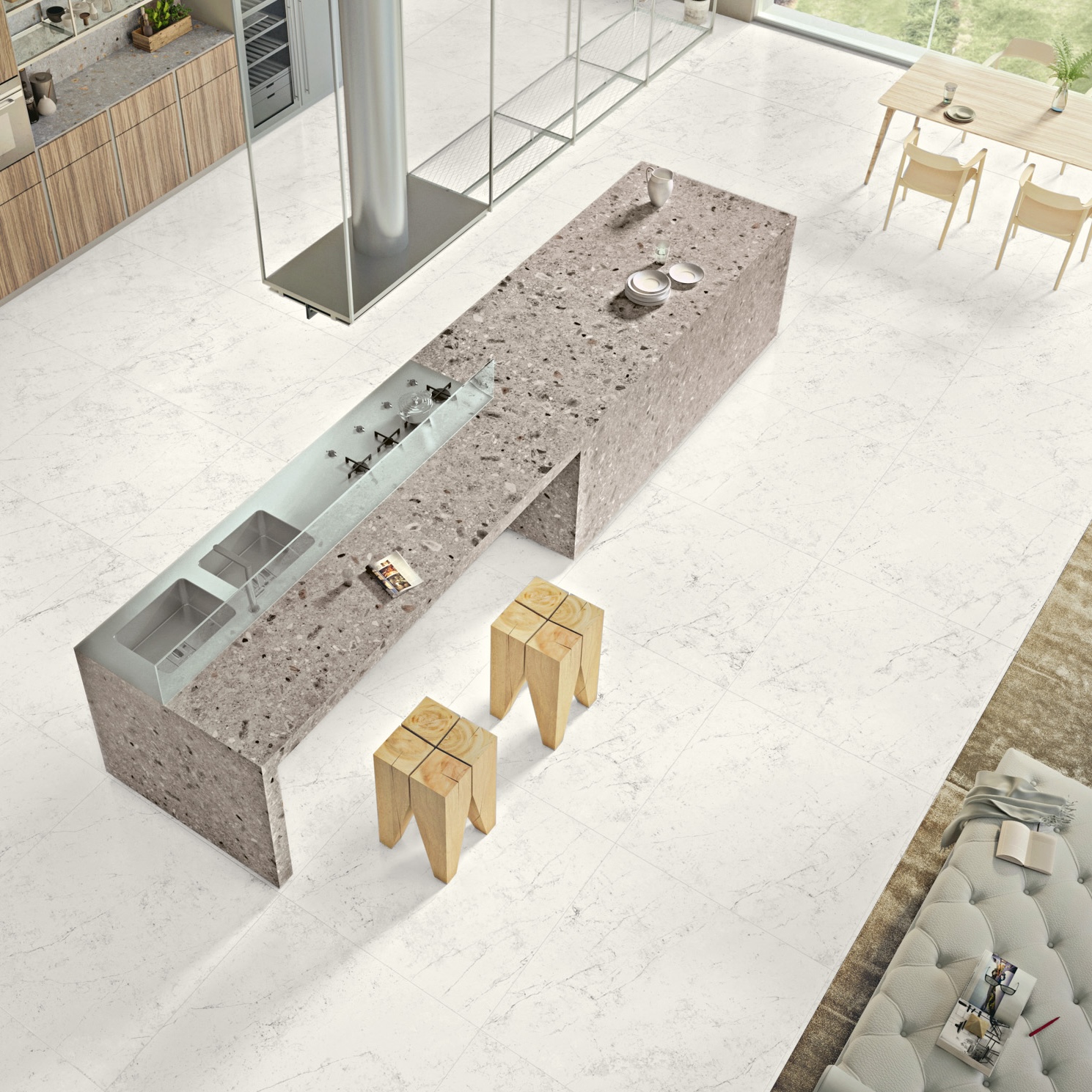 Matt Carrara Marble Effect Porcelain Tile 120X120 - ECGA801