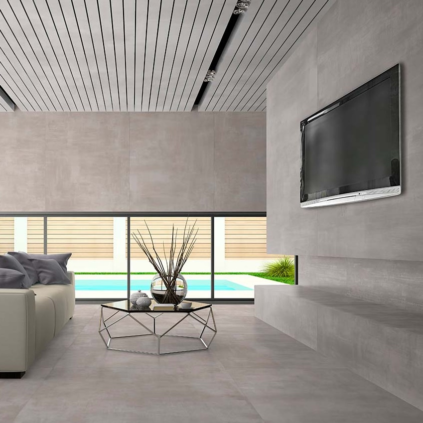 Gray Brushed Concrete Effect Porcelain Tile 60X120 - ECGE376