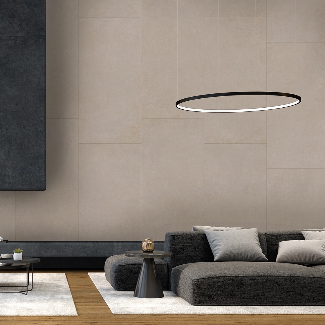 Ivory Modern Concrete Effect Porcelain Tile 120X120 - ECME388