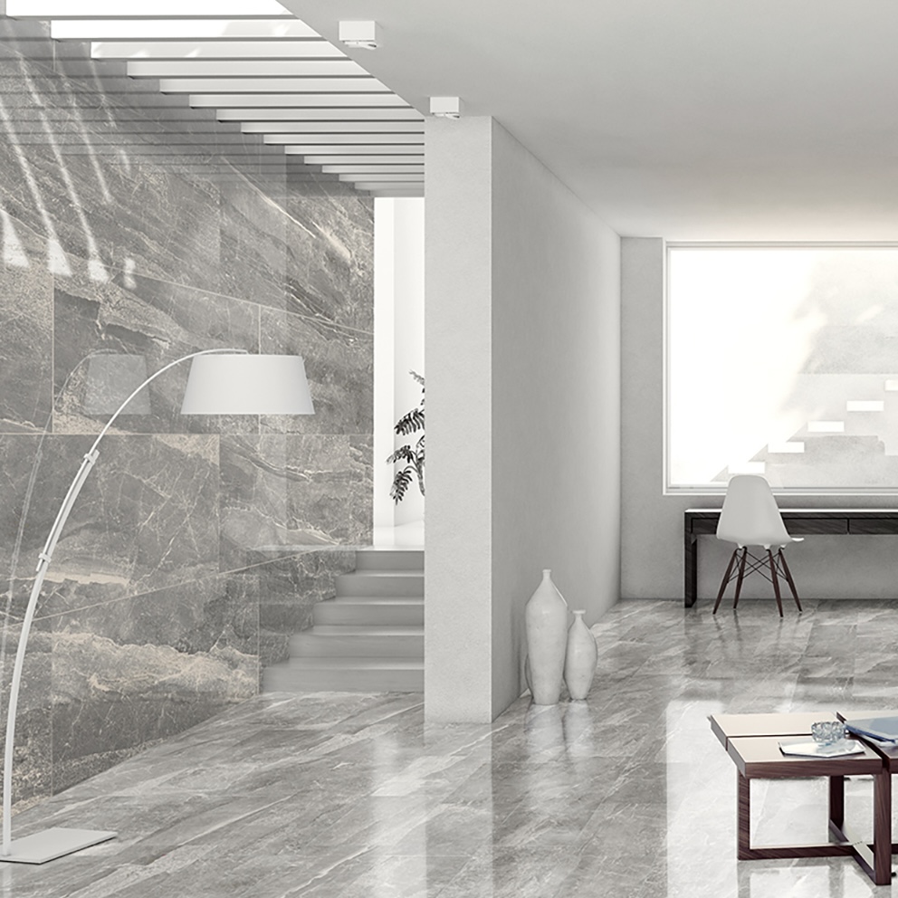 Polished Light Gray Refined Marble Effect Porcelain Tile 60X120 - ECOR804