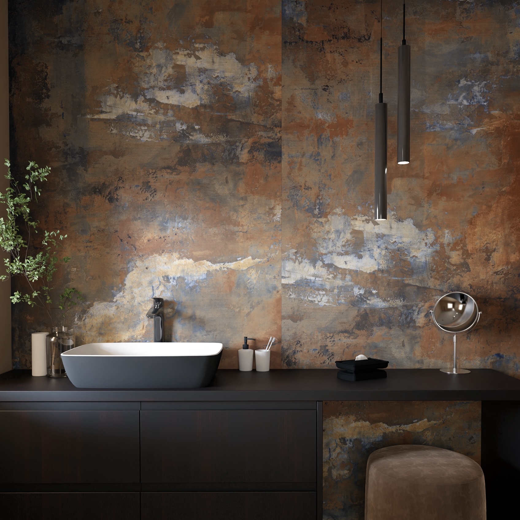 Industrial Cement Effect Porcelain Tile Corten 120X120 - ECPM363