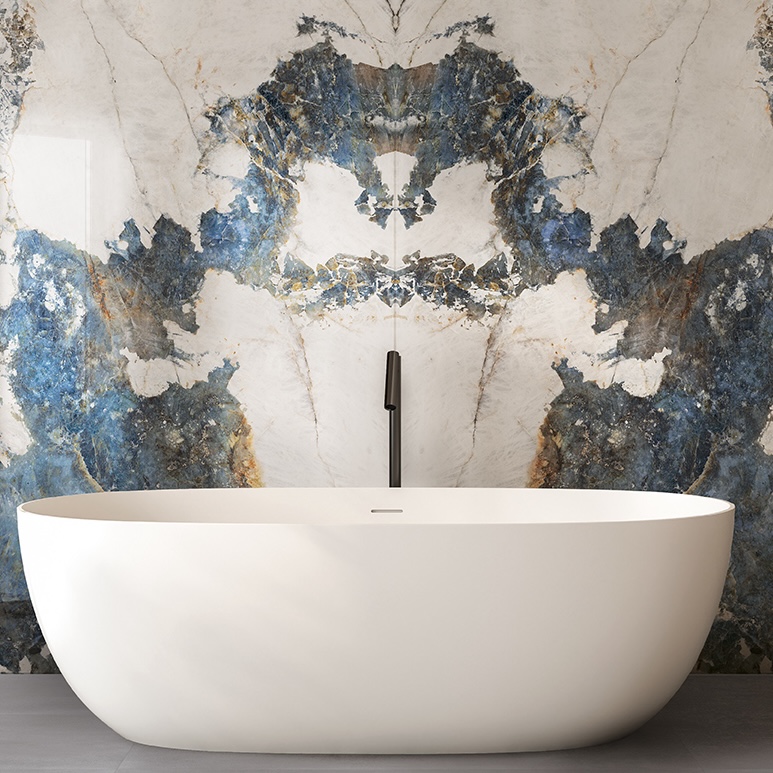 Polished Blue Crystal Marble Effect Porcelain Tile 60X120 - ECRS197