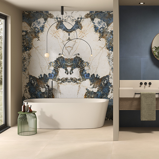 Matt Blue Crystal Marble Effect Porcelain Tile 120X120 - ECRS755