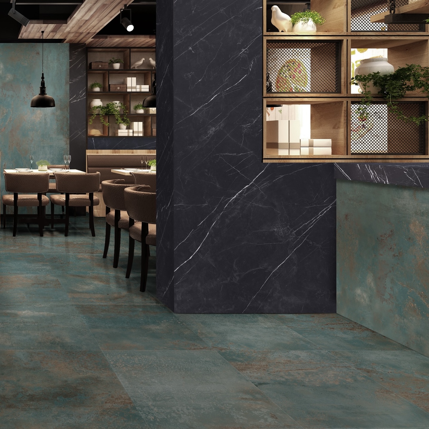 Green Oxidized Metal Effect Porcelain Tile 30X60 - EFJO431