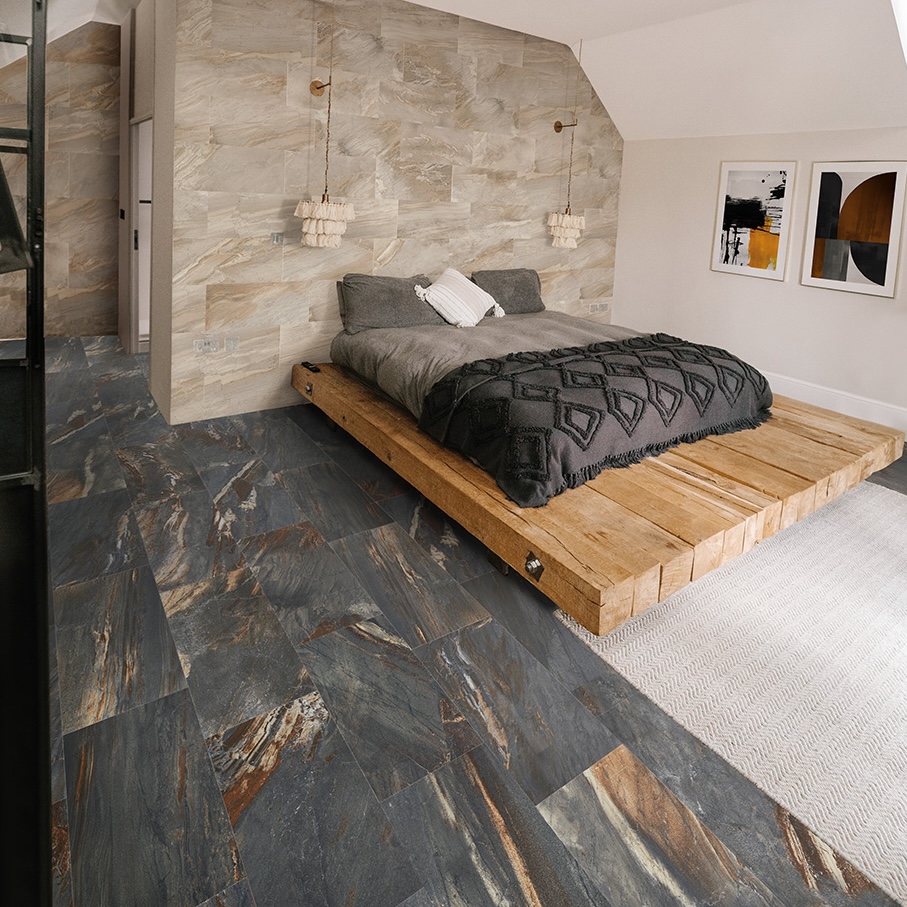 Natural Black Ancient Stone Effect Porcelain Tile 30.8X61.5 - EFRW1046