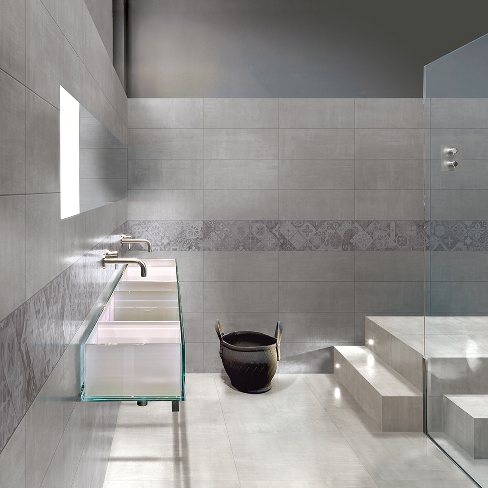 Semi-gloss Gray Decorated Porcelain Stoneware Cladding 20x50 - EHGD1692