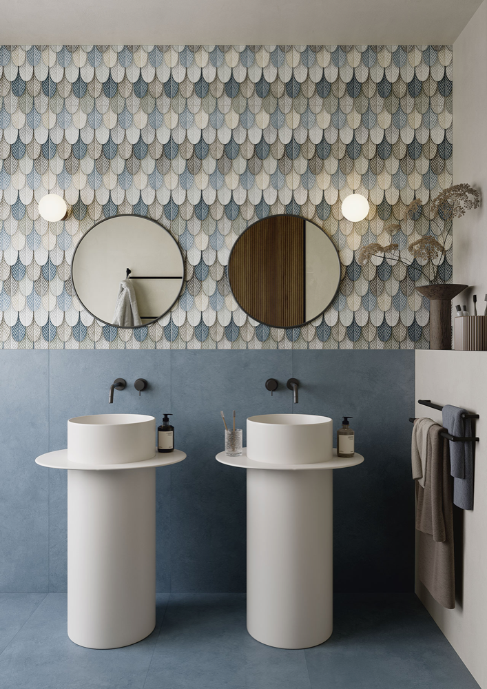 Blue concrete-effect porcelain tile 60x120 cm - CS25120