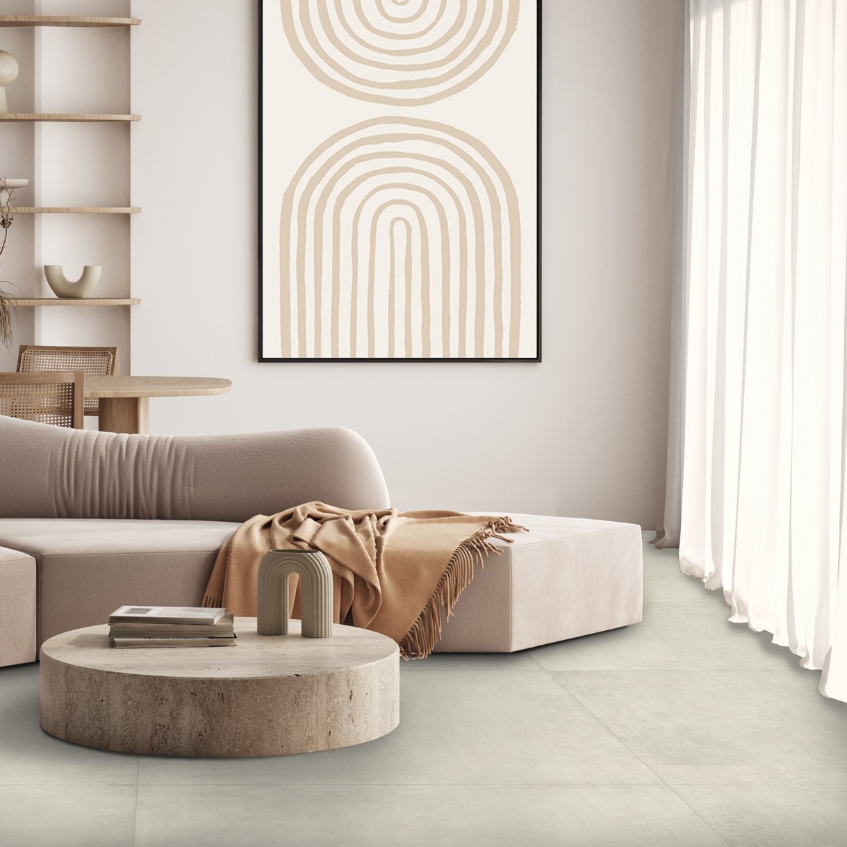 White Contemporary Concrete Effect Porcelain Tile 30X60 - EMSW579