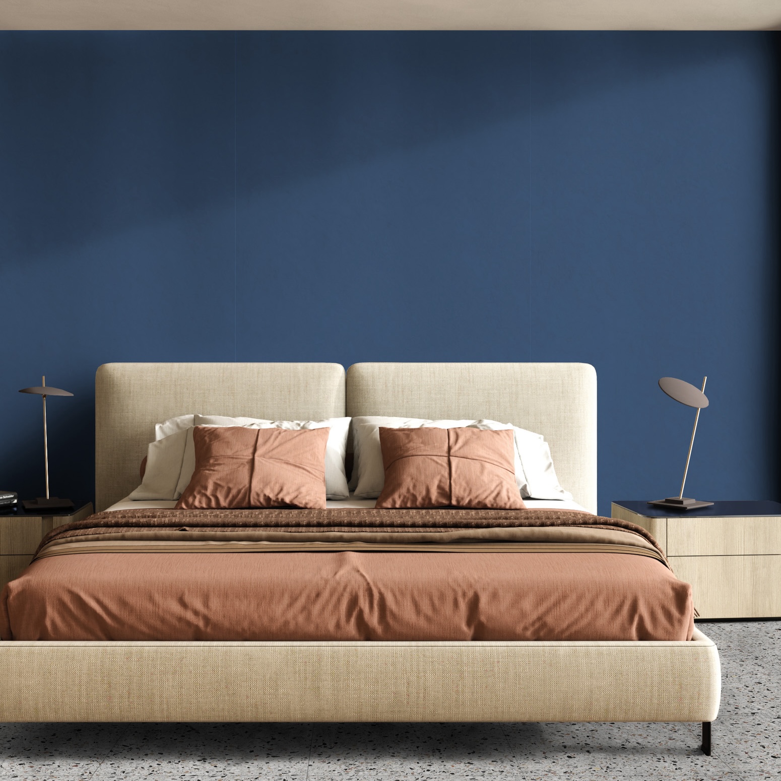 Dark Blue Colored Cement Effect Porcelain Tile 60X60 - EMVO608