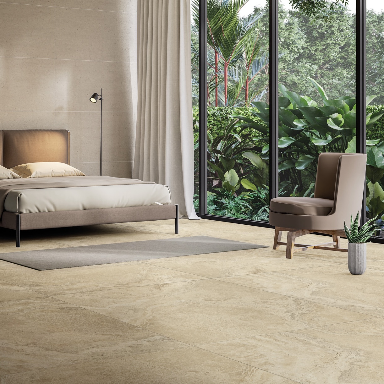 Travertine Marble Effect Porcelain Tile Soft Matt Beige 30X60 - ENSA882
