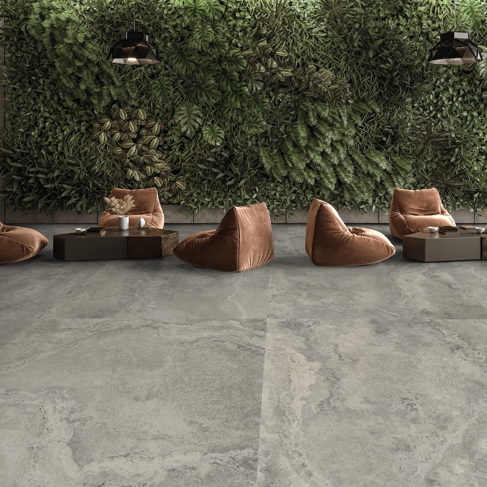 Travertine Marble Effect Porcelain Tile Soft Matt Gray 120X120 - ENSO879