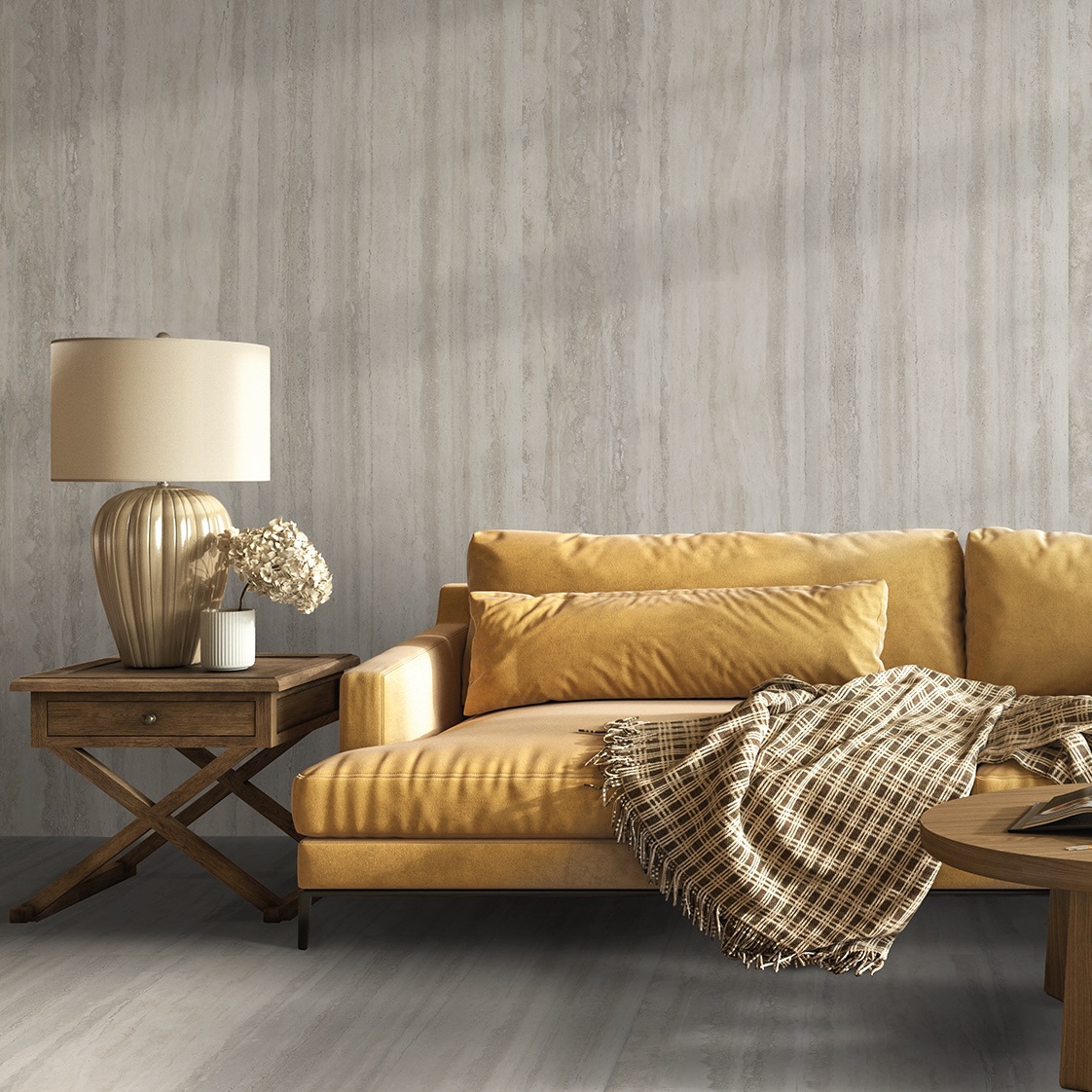 Matt White Veined Travertine Marble Effect Porcelain Tile 60X120 - ENVN150
