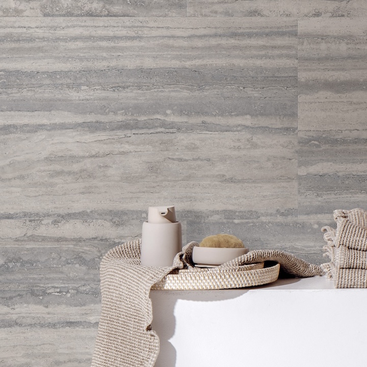 Marble Effect Porcelain Tile Travertine Veined Matt Gray 60X120 - ENVO153