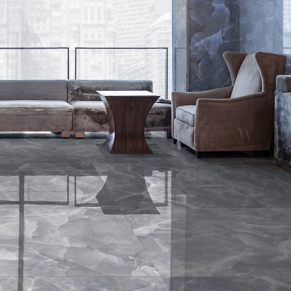 Polished Gray Onyx Marble Effect Porcelain Tile 80X160 - EOXG852