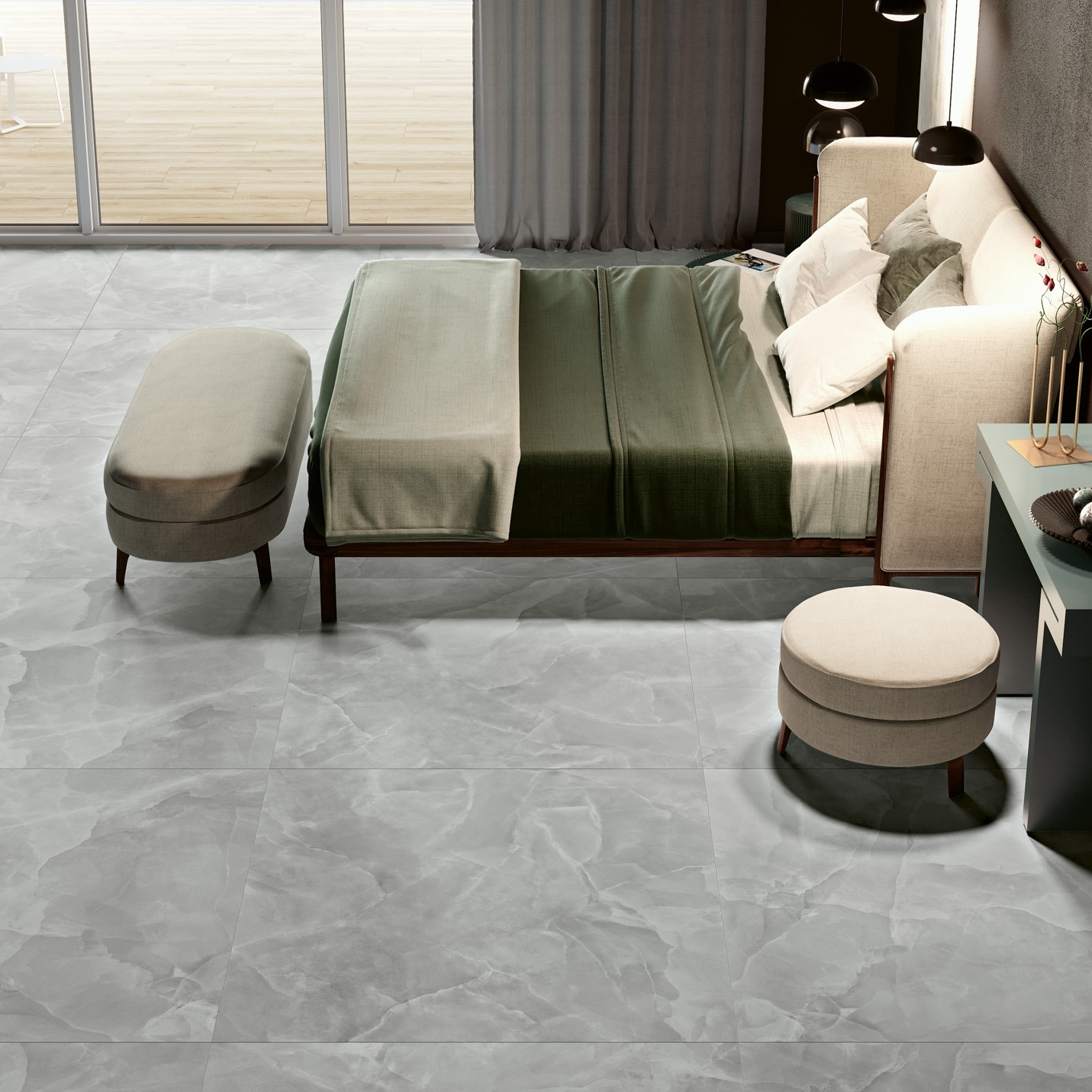 Matt Gray Onyx Marble Effect Porcelain Tile 60X120 - EOXG134