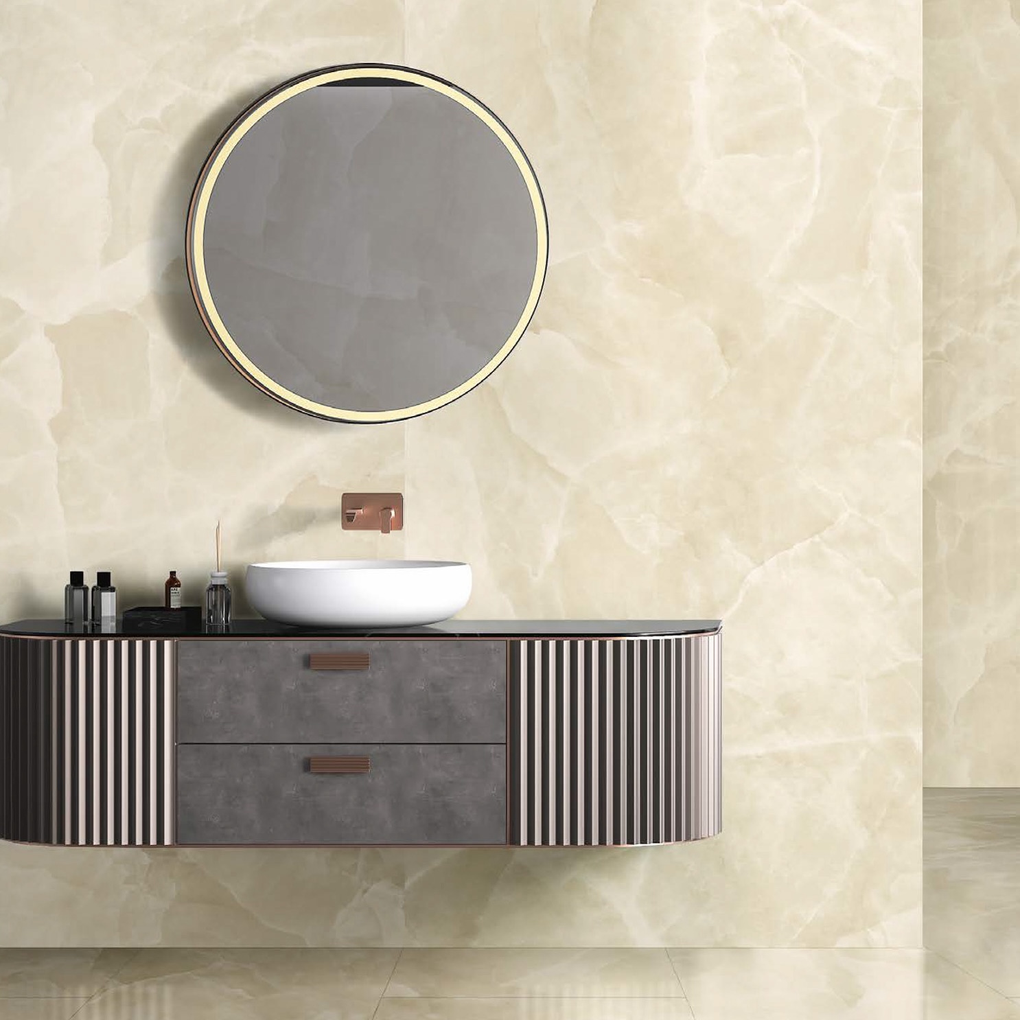 Polished Beige Onyx Marble Effect Porcelain Tile 60X120 - EOXI128
