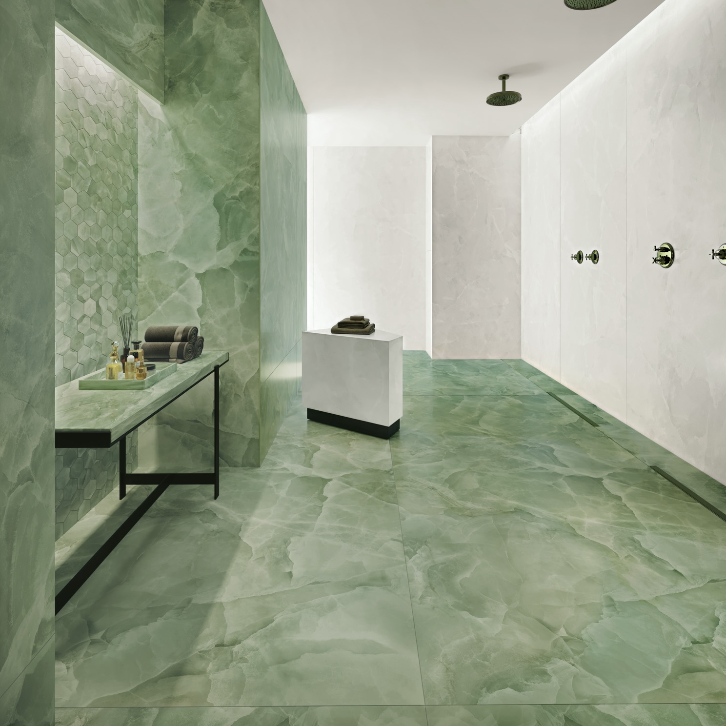 Polished Green Onyx Jade Marble Effect Porcelain Tile 60X120 - EOXJ130
