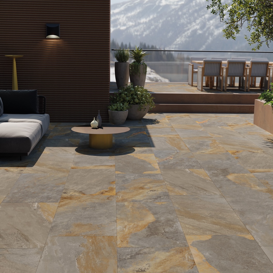 Stone Effect Porcelain Stone Tiles Slate Blue 20mm R11 60X60 - EPEA1167