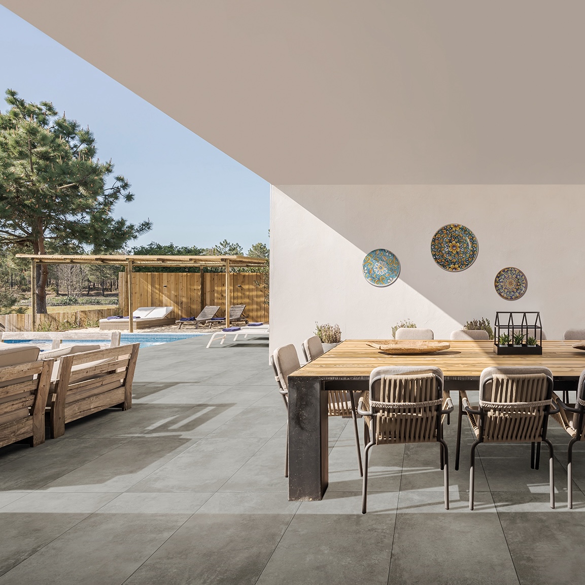 Dark Gray Waxed Cement Effect Porcelain Tiles 20mm R11 60X120 - EPSR685