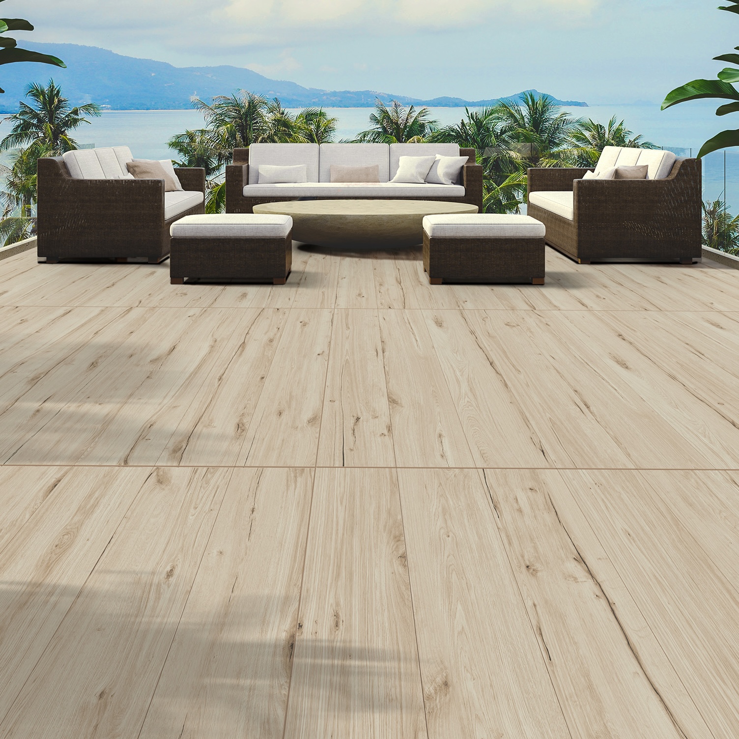 Non-Slip White Antique Wood Effect Porcelain Tiles 30X120 - ERRO287