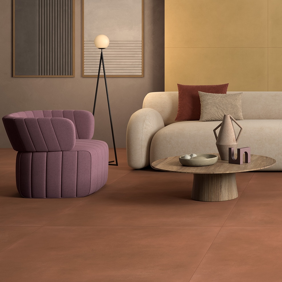 Red Cement Effect Porcelain Tile 120X120 - ERTS699