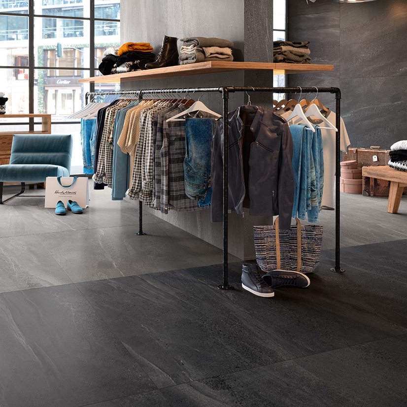 Black Refined Stone Effect Porcelain Tile 60X120 - ESNE1245