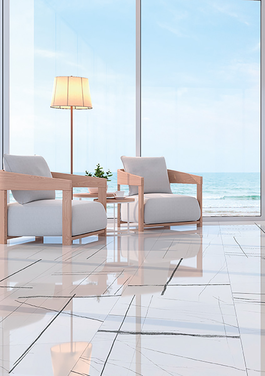 Polished White Modern Marble Effect Porcelain Tile 60X120 - ESNW173
