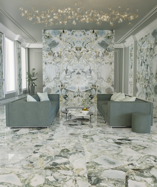 Marble Effect Porcelain Tile Ocean White Matt 120X120 - EWHB757