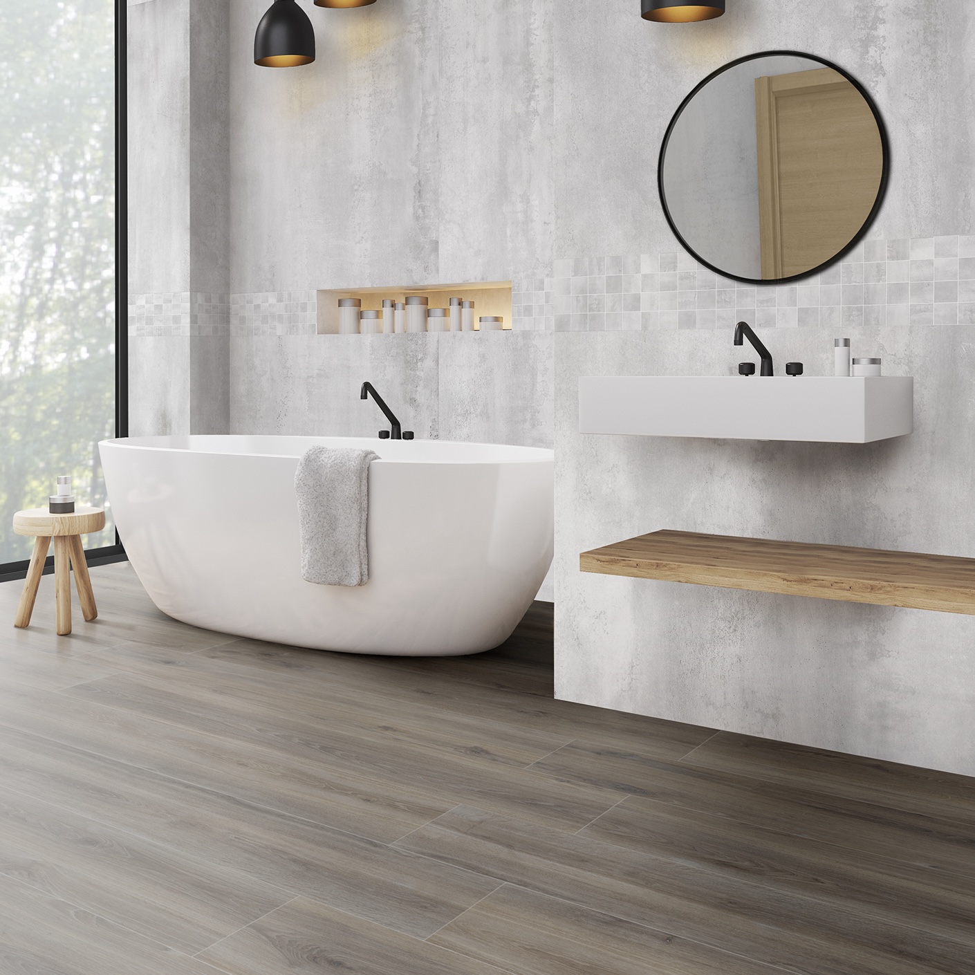 Dove Gray Wood Effect Porcelain Tile 30X120 - EWKE1443